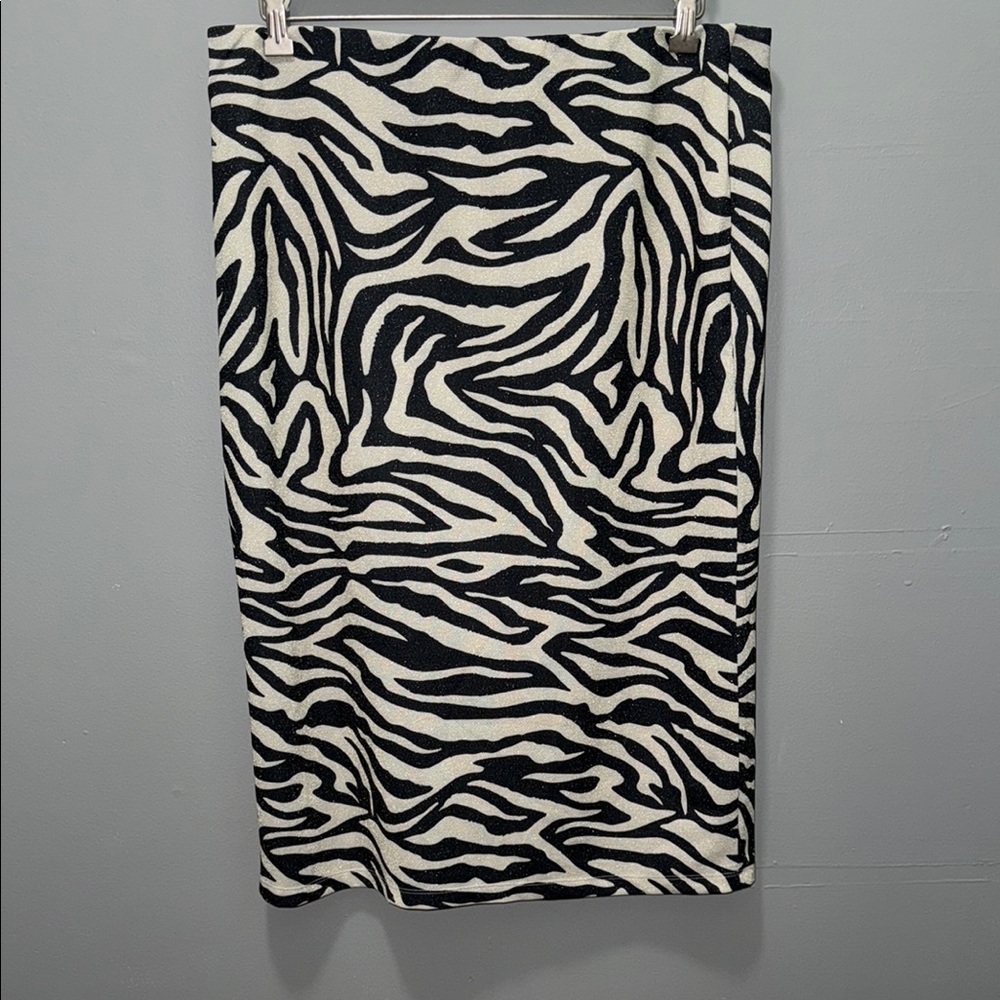 Black and gold zebra print Pencil Skirt with Classic Elegance-size large